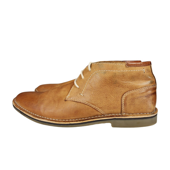 Steve Madden Chukka Boot sz 10 Men Hestonn 217 Tan Beige Leather Distressed Lace - Picture 3 of 11